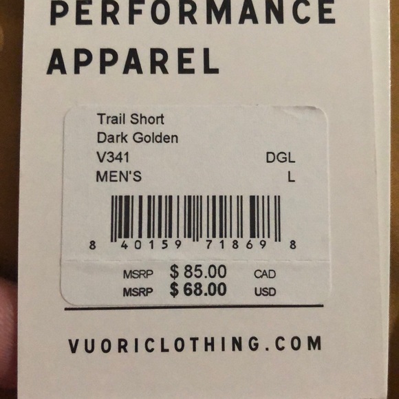 NWT ⛰ Vuori | Trail Short - Dark Golden - Picture 14 of 14